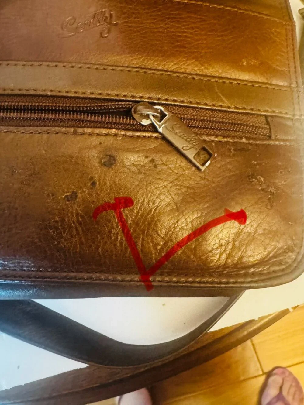 Vtg Rare Scully Leather Messenger Bag 16x11 Brown Crossbod Laptop Organizer READ